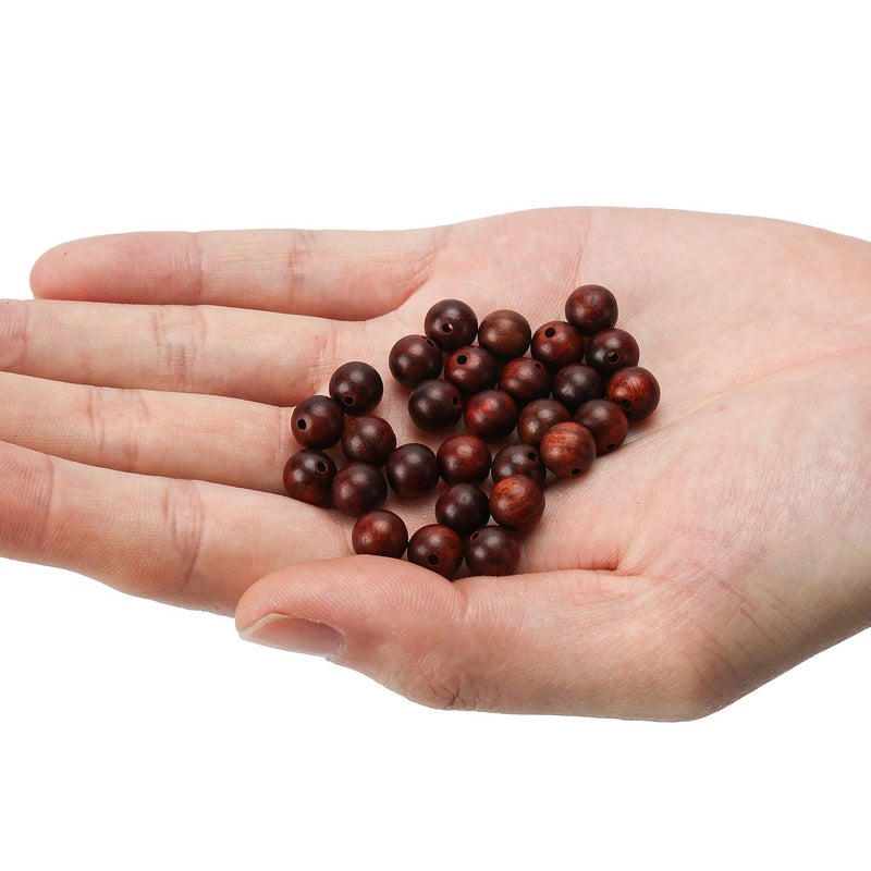 Prometis 200pcs 8mm Natural Sandalwood Round Beads Gorgeous Craft Handmade Polished Spacer Mala Pray Beads with Elastic Cord for Bracelets DIY Rosary Tasbih Jewelry Making - Image 5